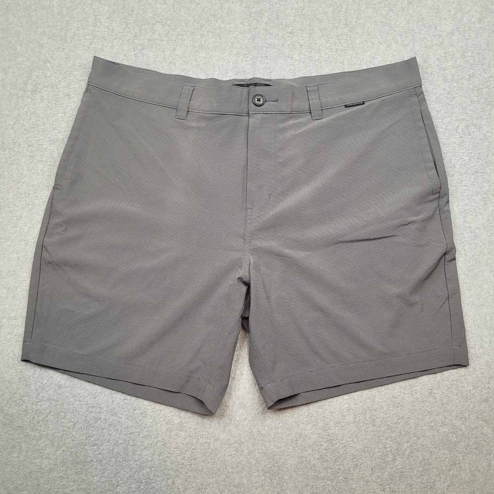 Travis Mathew Golf Shorts Mens 38 Gray‎ Striped Stretch Performance Activewear